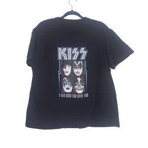 Kiss Unisex I Was Made For Lovin You Graphic Band T Shirt Size L Short Sleeve